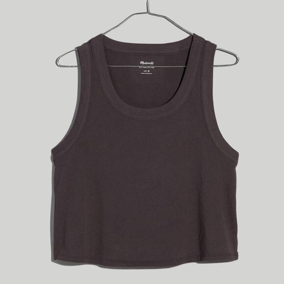 Madewell Softfade Cotton Boxy-Crop Tank Small Coal - Picture 1 of 9